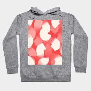Coral and White, Abstract Wide Brush Stroke Style Hoodie